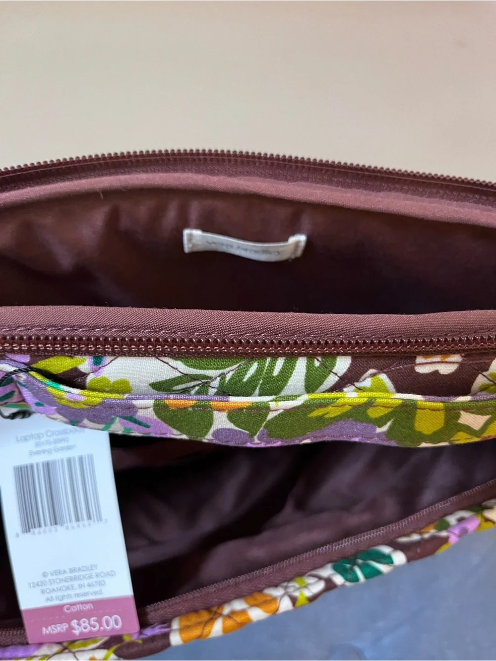 Vera Bradley Evening Garden Pattern Floral Laptop Organizer Crossbody